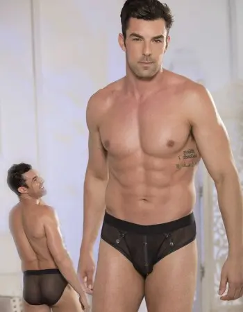 Men's Brief - Studded - Large - Black