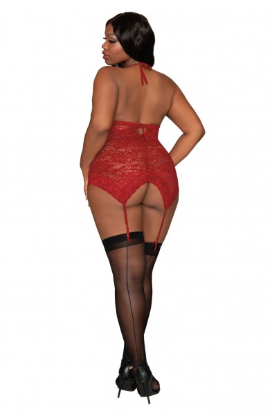 Garter Slip and G-String - Queen Size - Garnet