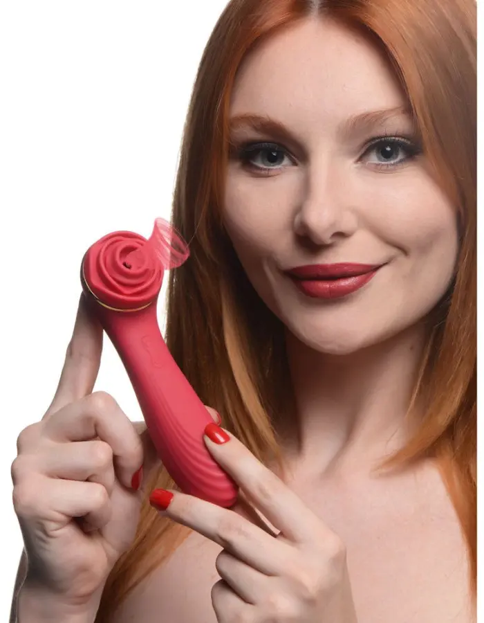 Bloomgasm Passion Petals 10x Suction Rose Vibrator - Red