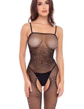 Sparkle Crotchless Bodystocking - Onesize - Black