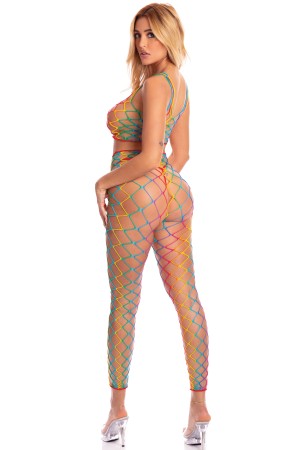 Roy G. Biv 2 Pc Bodystocking - One Size - Rainbow