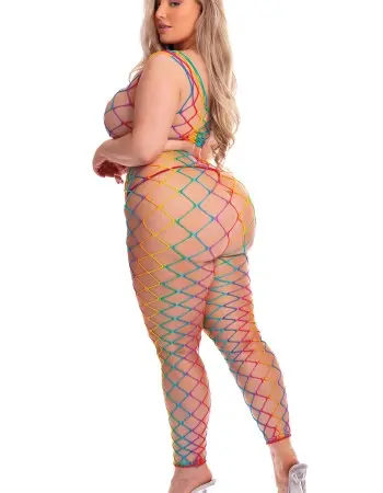 Pink Lipstick - Roy G. Biv 2 Pc Bodystocking - 1x-3x - Rainbow