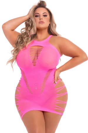 Back 2 Basixxx Hi-Neck Dress - Queen Size - Pink