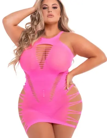 Back 2 Basixxx Hi-Neck Dress - Queen Size - Pink