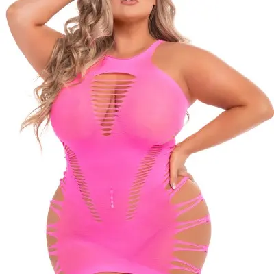 Back 2 Basixxx Hi-Neck Dress - Queen Size - Pink