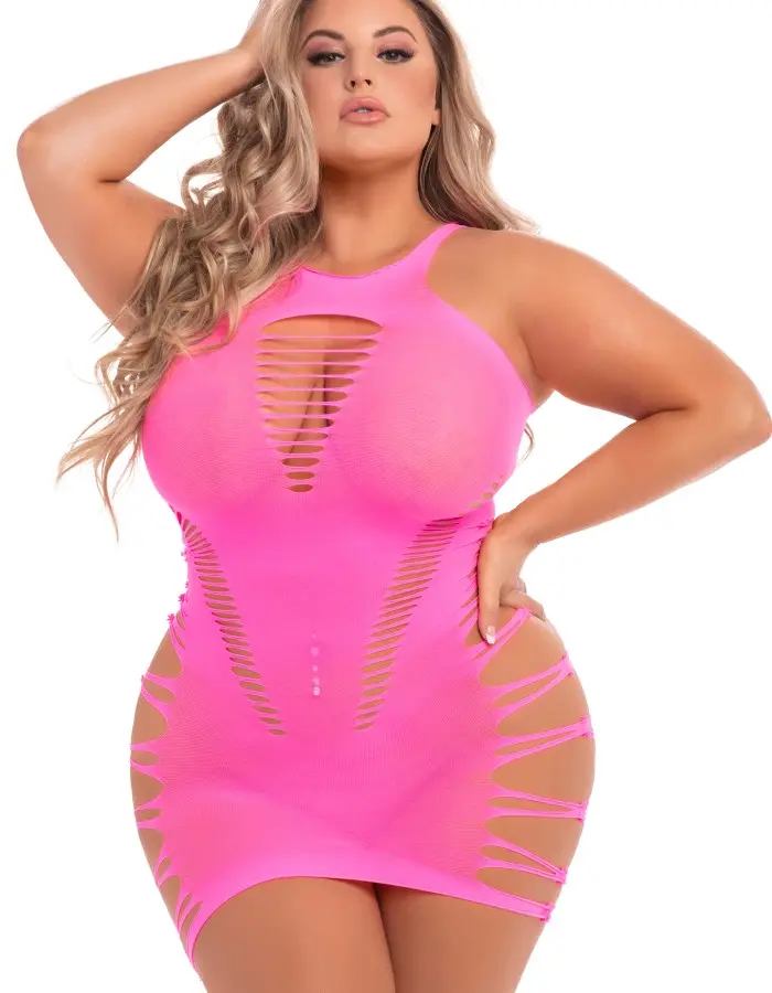 Back 2 Basixxx Hi-Neck Dress - Queen Size - Pink