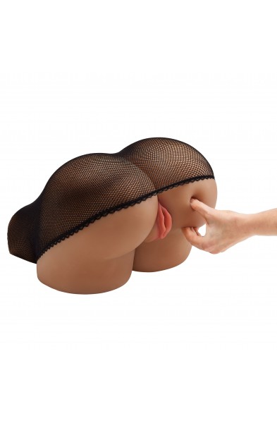 Life-Size Pleasure Pussy and Ass Body Mold With  Removable Stocking - Brown