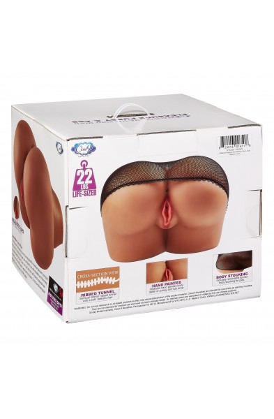 Life-Size Pleasure Pussy and Ass Body Mold With  Removable Stocking - Brown