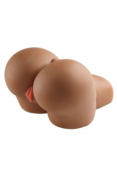 Life-Size Pleasure Pussy and Ass Body Mold With  Removable Stocking - Brown