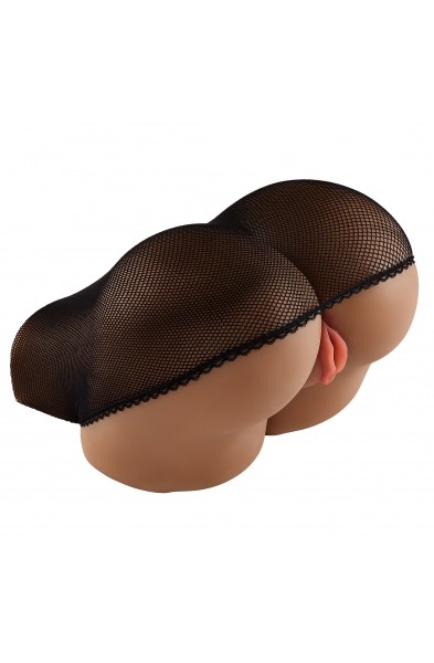 Life-Size Pleasure Pussy and Ass Body Mold With  Removable Stocking - Brown