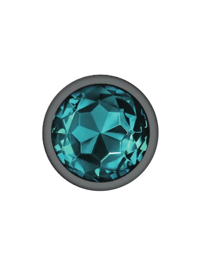 Teal Round Gem Gunmetal Metal Plug - Lg