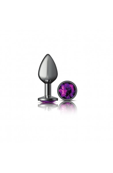 Cheeky Charms-Gunmetal Metal Butt Plug- Round-Deep Purple-Medium