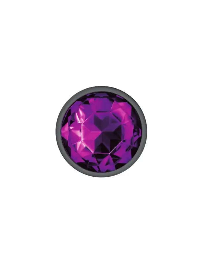 Purple Round Gem Gunmetal Metal Plug - Md