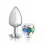Clear Iridescent Heart Gem Silver Metal Plug - Lg