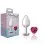 Bright Pink Heart Gem Silver Metal Plug - Md