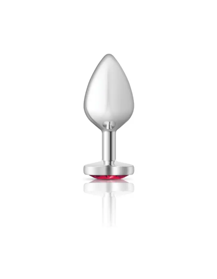 Bright Pink Heart Gem Silver Metal Plug - Md