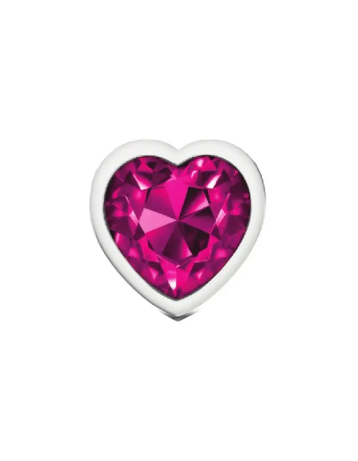 Bright Pink Heart Gem Silver Metal Plug - Md