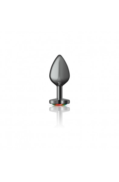 Cheeky Charms-Gunmetal Metal Buttplug- Heart-Rainbow-Medium