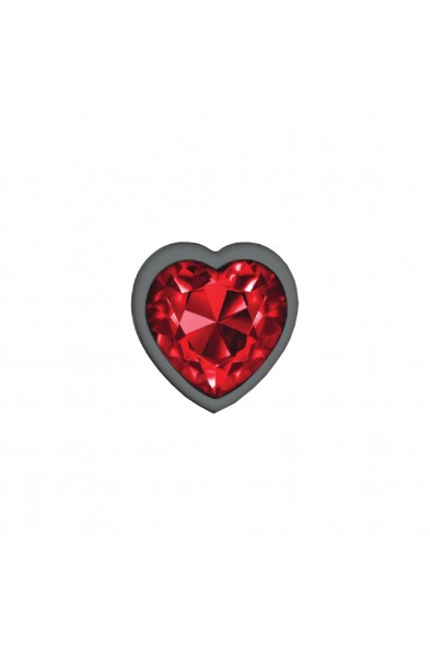 Cheeky Charms-Gunmetal Metal Butt Plug- Heart-Dark Red-Medium