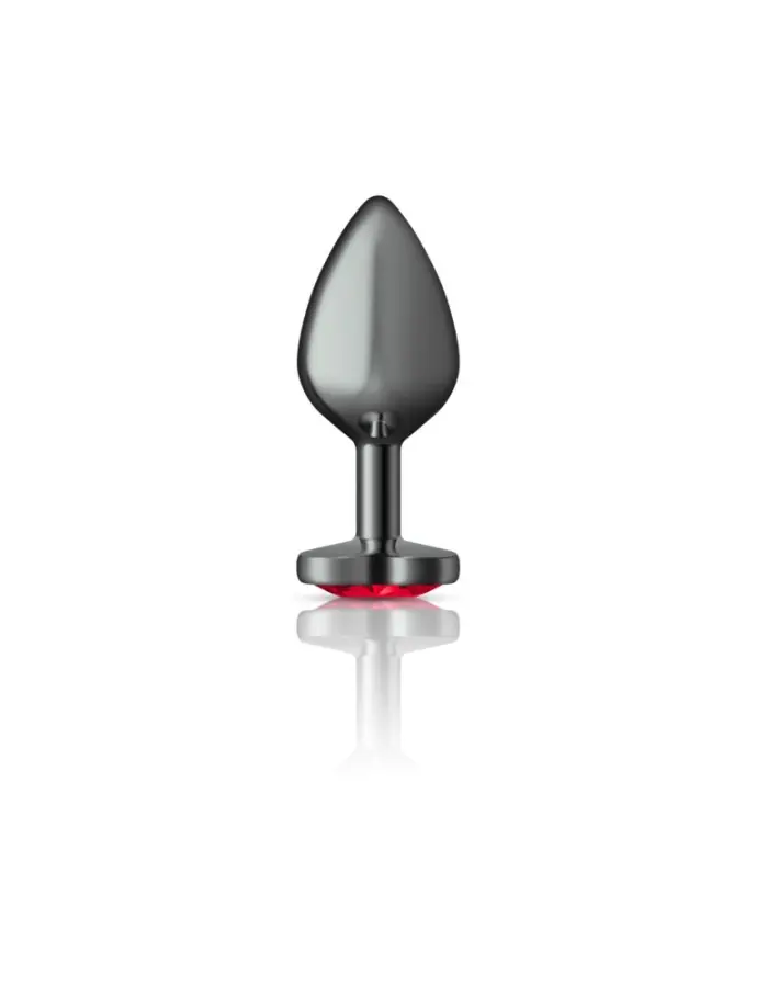 Deep Red Heart Gem Gunmetal Metal Plug - Md