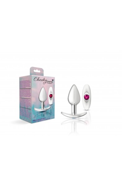 Cheeky Charms-Silver Metal Butt Plug Kit -Clear/bright Pink