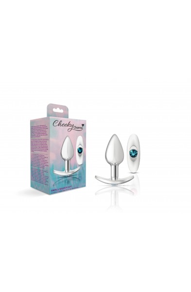 Cheeky Charms-Silver Metal Butt Plug Kit- Clear/teal