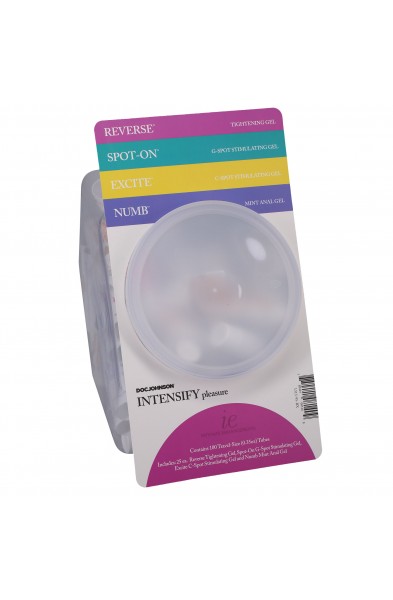 Intimate Enhancements - Intensify Pleasure -  Fishbowl Display - 100 Pieces -  0.35 Oz Tubes