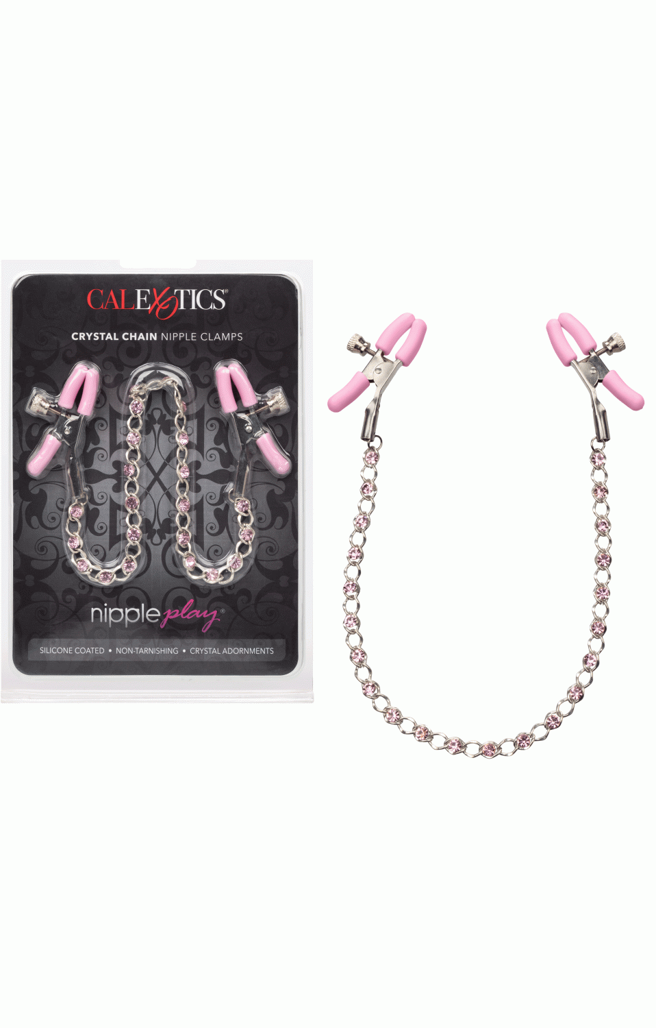 Nipple Play Crystal Chain Nipple Clamps - Pink - SE2617102