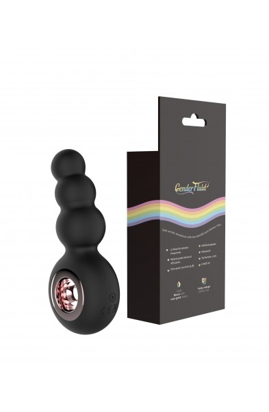 Gender Fluid Quiver Anal Ring Bead Vibe - Black