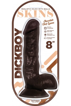 Dickboy - Skins - Dildo With Balls - 8 Inch -   Chocolate Dick Lover