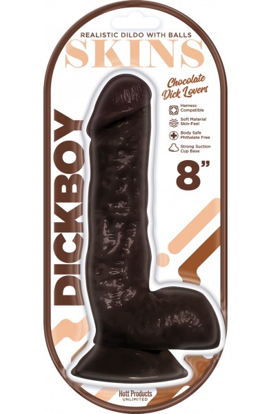 Dickboy - Skins - Dildo With Balls - 8 Inch -   Chocolate Dick Lover