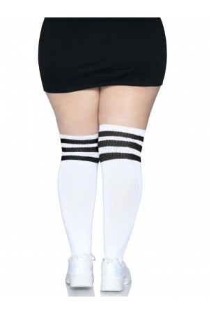 Over the Knee Athletic Socks - 1x/2x - White/black