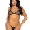 2 Pc Rhinestone Fishnet Bikini Top With G-String - One Size - Black