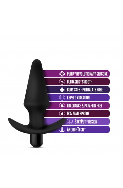 Anal Adventures Platinum - Silicone Vibrating Plug - Black