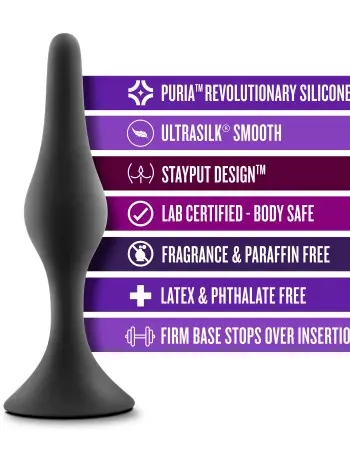 Anal Adventures Platinum - Silicone Beginner Plug - Small - Black