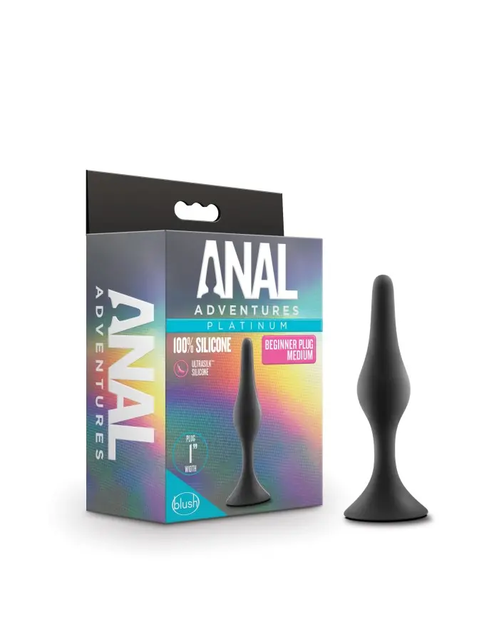 Anal Adventures Platinum - Silicone Beginner Plug - Medium - Black