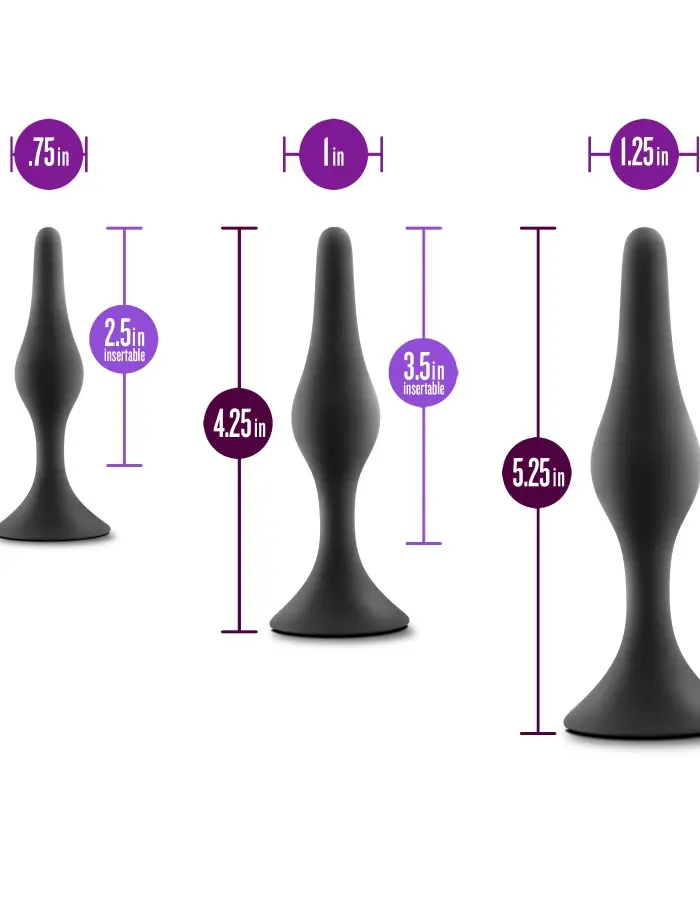 Anal Adventures Platinum - Silicone Beginner Plug Kit - Black