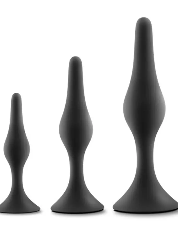Anal Adventures Platinum - Silicone Beginner Plug Kit - Black