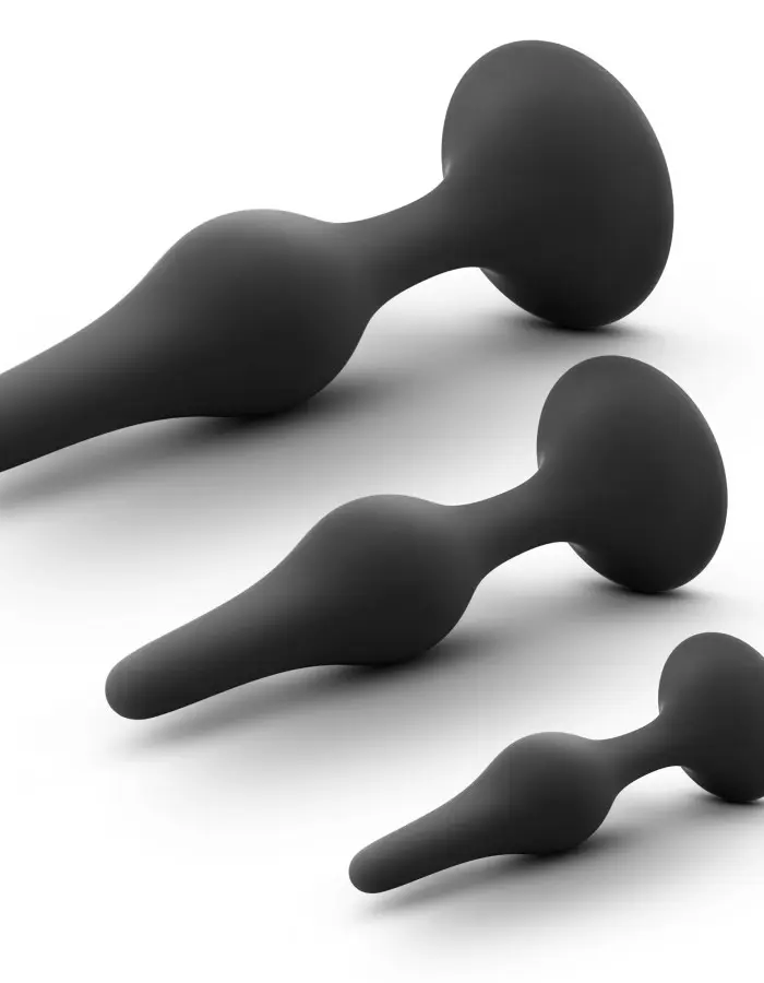 Anal Adventures Platinum - Silicone Beginner Plug Kit - Black