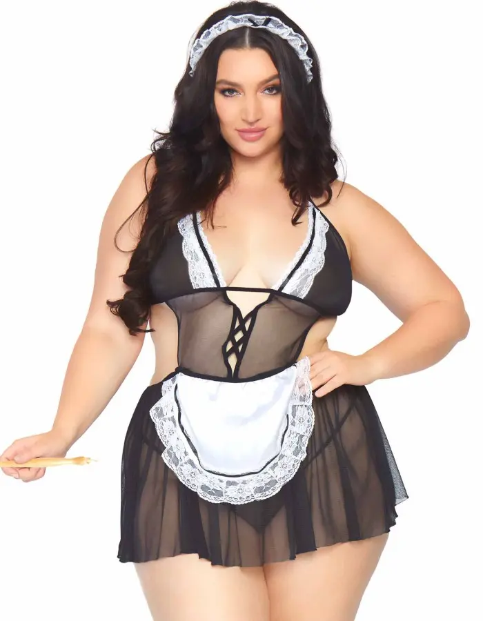 3 Pc Fantasy French Maid - 1x/2x - Black/white