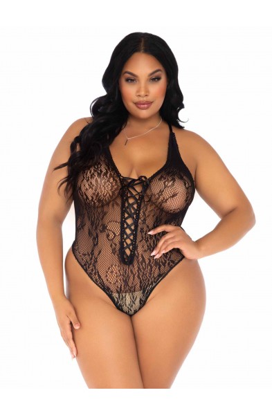 Drive Me Wild Lace Teddy - 1x/2x - Black