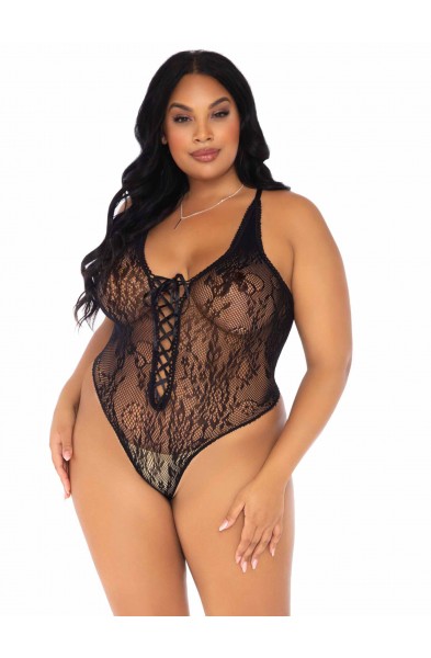 Drive Me Wild Lace Teddy - 1x/2x - Black