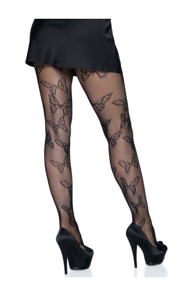 Butterfly Net Tights - One Size - Black