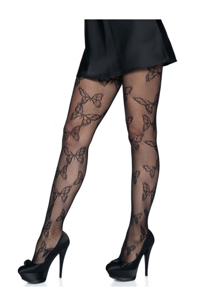 Butterfly Net Tights - One Size - Black