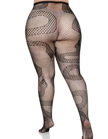 Snake Net Tights - 1x/2x - Black