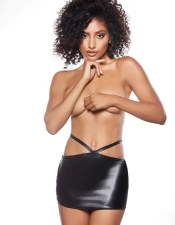 Kitten Open Back Mini Skirt - One Size - Black