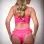 3 Pc High Waist Studded Cut Out Hiphugger Garter  Panty and Top Bra - One Size - Love Me Pink