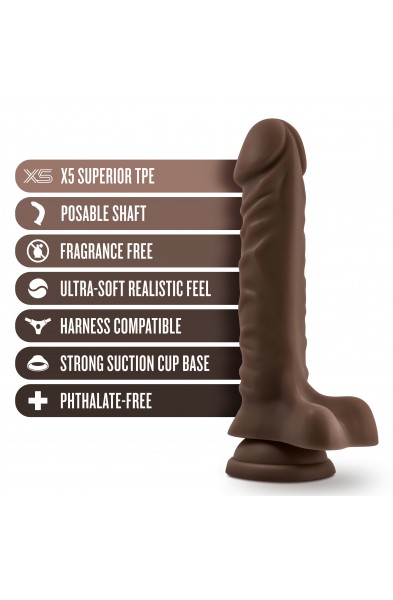 Dr. Skin Plus - 9 Inch Posable Dildo With Balls  - Chocolate