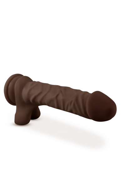 Dr. Skin Plus - 9 Inch Posable Dildo With Balls  - Chocolate