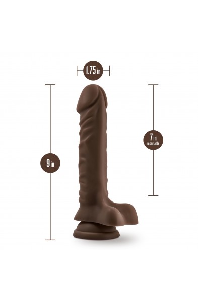 Dr. Skin Plus - 9 Inch Posable Dildo With Balls  - Chocolate